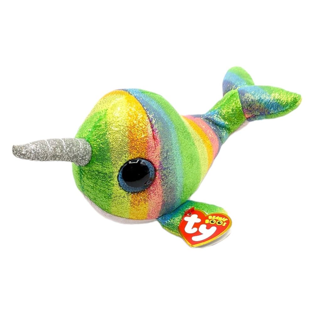 Ty Beanie Boos Nori The Narwhal Silver Horn Rainbow Beanie Plush With Tags 6 in
